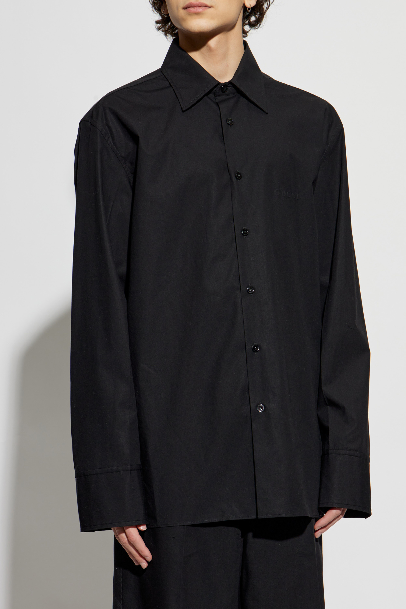 Black Cotton shirt with embossed logo Gucci - Vitkac AS